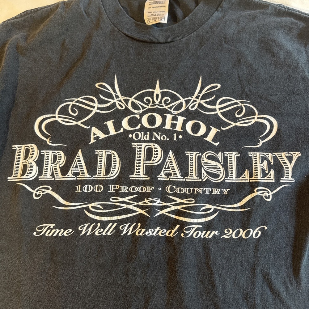 Brad Paisley Shirt Medium Black 2006 Alcohol Time Well Wasted Country Tour Y2K